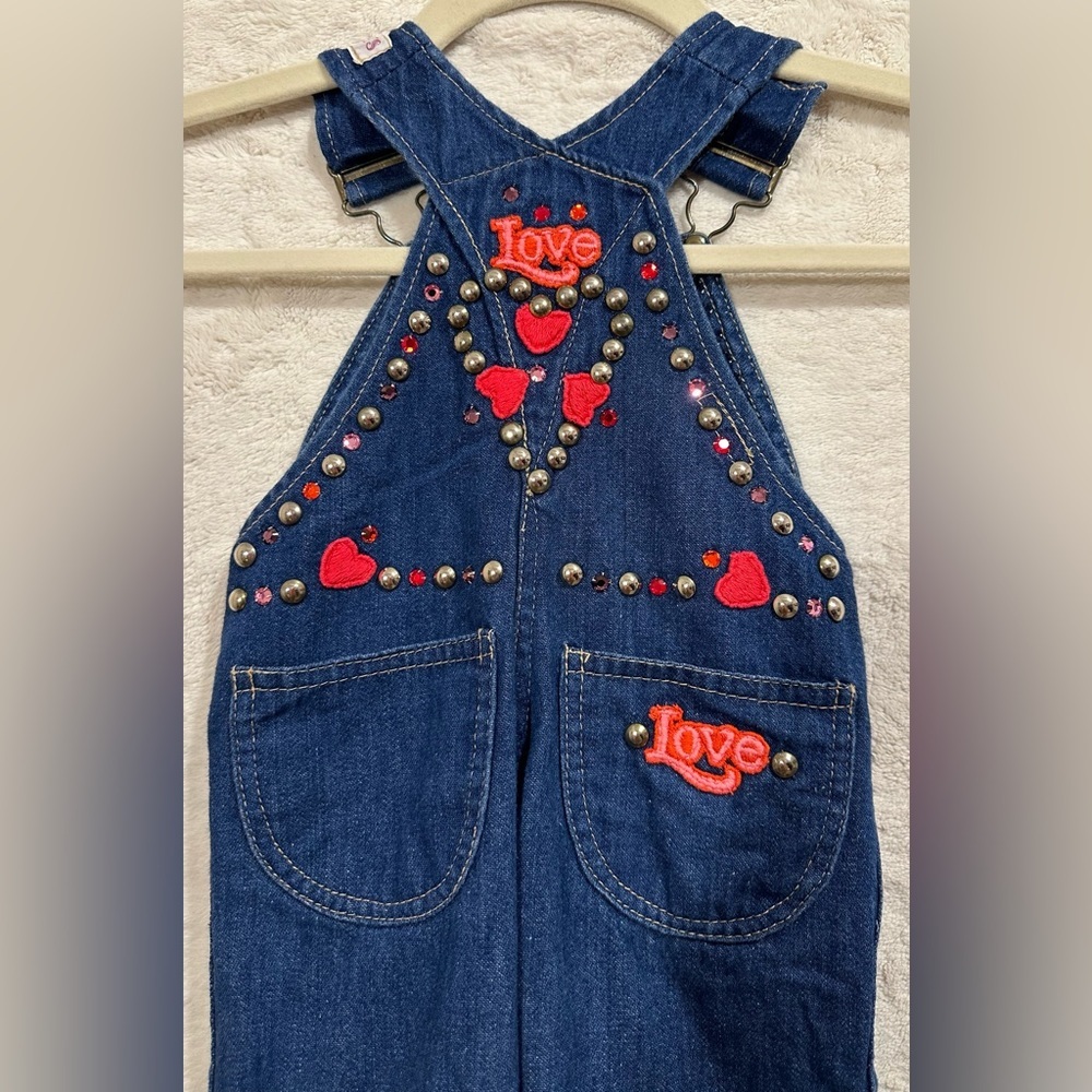 Little Bits New York baby/toddler overalls heart sparkle embellishments - Picture 7 of 10